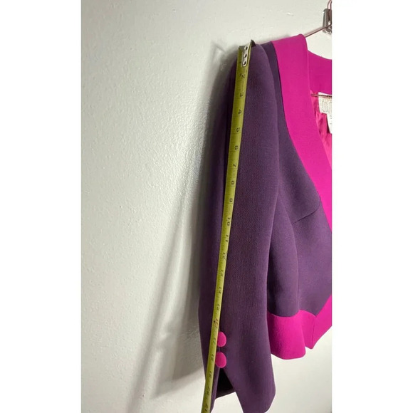 Manzoni Couture Womens Wool Silk Single Breasted Blazer Jacket Fuchsia Pink 12 - Picture 7 of 8